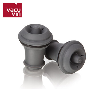 Vacu vin dutch imported red wine stopper household wine bottle stopper bottle cap plug vacuum sealing wine stopper creative fresh-keeping bottle stopper imported from the netherlands vacuum bottle stopper 2 pack (grey)
