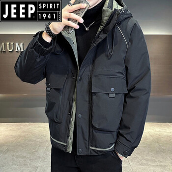 Jeep spirit cold-proof down jacket men's thickened winter 2025 new trendy brand high-end american workwear light jacket jacket black l