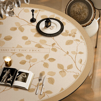 Anti-scalding table mat, high temperature resistant pvc round retro french round waterproof and oil-proof pvc leather tablecloth style coffee table heat insulation, round diameter 135cm, safety, sketch garden round table mat-f
