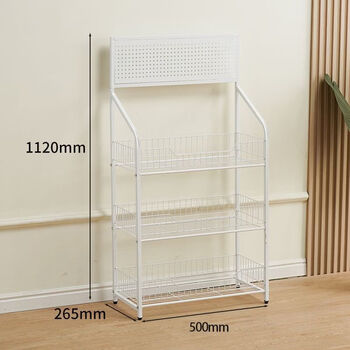Wing fantasy motor oil shelves takeaway meal rack floor standing multi-layer single sided small shelf snack storage butterfly household pearl white factory direct sales/limited time special three layers 500mm bold material easy installation