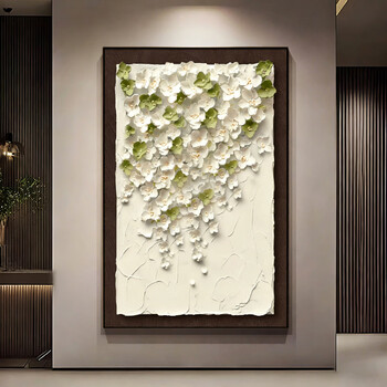 Meiyou chun hand-painted oil painting living room floor-standing decorative painting relief three-dimensional texture sofa background wall hanging painting flower entrance painting z1736-flower elegant mirror 40*60cm (single) light luxury gold frame textured canvas thickened aluminum alloy frame