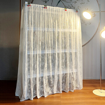 Yusenyi lace gauze curtain bookcase dust-proof curtain bookshelf dust-proof curtain iron frame ugly curtain cabinet door edelweiss-cherry removable 120x160cm