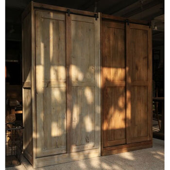 Fantasy country style wardrobe old wood old weathered gray old barn sliding door barn style weathered color