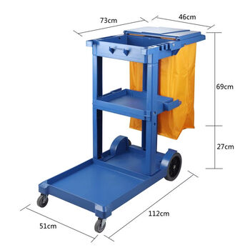Multifunctional cleaning trolley, cleaning cart, hotel property, shopping mall, restaurant tool cart, cleaning cart, linen service cart, blue with cover