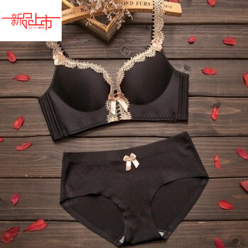 Yalu underwear women's wireless push-up girl thick small bra thin adjustable sexy zodiac year red bra set - black set/pack 85c 38