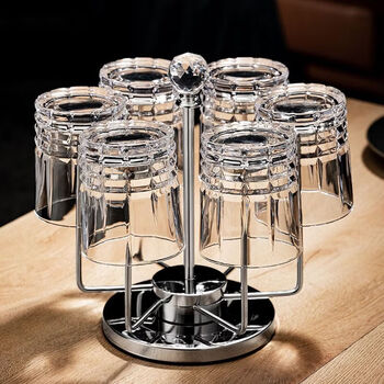 Chaosihui light luxury crystal glass whiskey cup set creative home high-value brandy wine beer cup 2024 odin cup 330ml*6+ rotating cup holder 2025