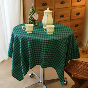 Yusenyi christmas tablecloth scottish green plaid tablecloth rectangular home tablecloth for photography high-end navy blue small green plaid 138x180cm (loss promotion)