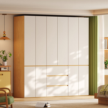 Libeilin all solid wood wardrobe home bedroom simple large wardrobe assembly storage cabinet simple modern small apartment custom cabinet 2.0 meters four-door wardrobe (2.4 meters high) whole cabinet imported all solid wood
