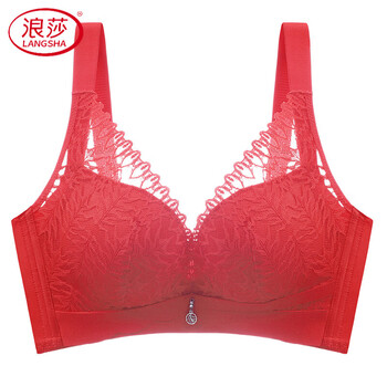 Langsha (langsha) main bra small breasts push-up and side breasts adjustment type zodiac year big red underwear women's suit sexy big red 75a 34 thin at the top and thick at the bottom
