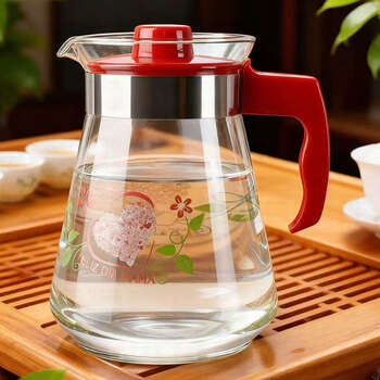 Yusenyi boiled water straight household glass cup cold kettle hot and cold water cup tea set teapot 22l 2000ml roasted flower red 0l