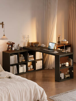 Yusenyi corner desk home computer desk girls' bedroom semi-surrounded dressing table cabinet integrated study desk store manager black corner desk
