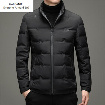 Emporio armani ea7 armani men's warm down jacket autumn and winter new stand-up collar duck down jacket middle-aged short business casual dad j2103 black 2xl 18554 suitable for 155-170 pounds