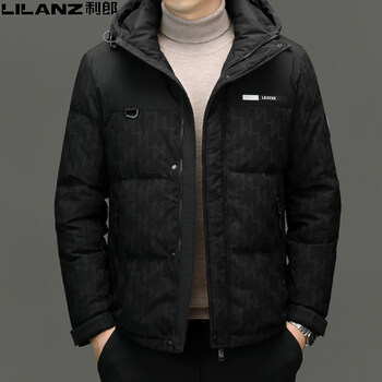 Lilang mall's same style men's down jacket 90 white duck down winter new mid-green hooded jacket light luxury fashion warm black m 170 (90-110 pounds)