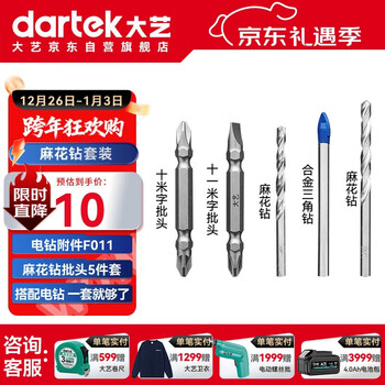 Dayi electric drill electric screwdriver bit slotted cross beat twist drill alloy triangular drill bit set 5 pieces