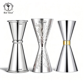 Bar soul 304 stainless steel wine measurer, classic japanese one-piece ounce cup, bartender jigger measuring cup with scale, mirror light, 30/45ml