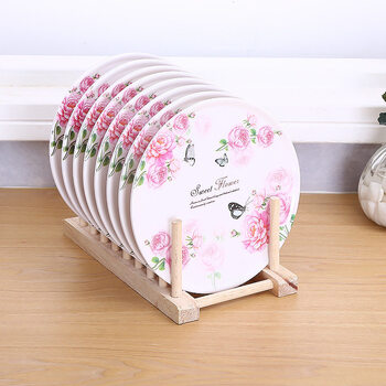 Tuojin germany imported high-quality melamine imitation porcelain insulation mat table mat creative kitchen placemat coaster dish mat casserole mat pink rose