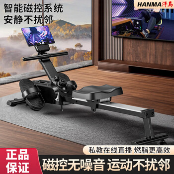 Hanma foldable fat-burning smart self-generated rowing machine for home training magnetically controlled silent rowing machine for aerobic fitness basic model athens black/8-level resistance adjustment