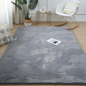 Fantasy imitation rabbit plush thickened living room coffee table carpet bedroom bedside blanket customized bay window balcony tatami study floor mat dark gray 200x400 cm thickened encrypted long hair