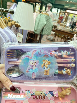 Disney (disney) hong kong park daffy bear shirley rose stellar cute cartoon animation set tableware portable stellar duffy bear