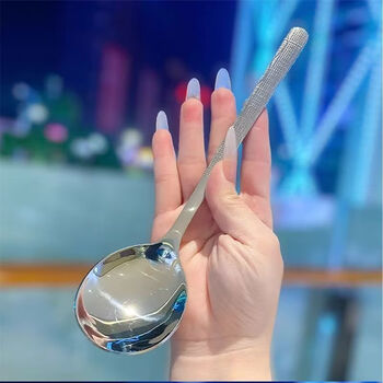 Fantasy western food spoon long handle western food main meal spoon eating soup spoon hammer pattern spoon 1 new