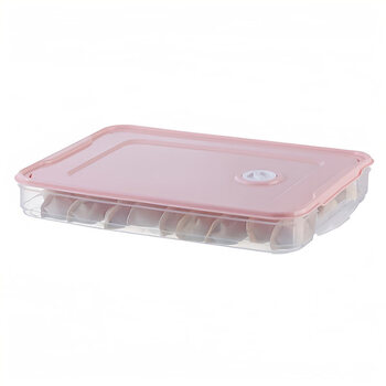Apocalypse century fat donglai's same style frozen dumpling box dumpling box household frozen fresh-keeping storage box kitchen refrigerator special food grade classic buckle pink 1 layer 31x8x17cm x 1