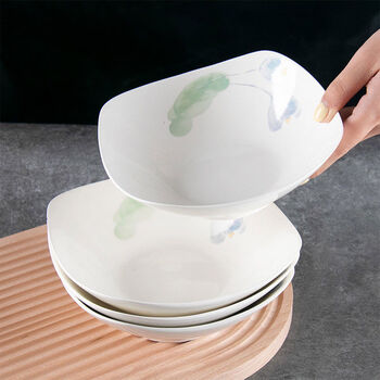 Yusenyi four-corner plate dish plate household plate tableware thickened anti-scalding fruit plate soup plate rice plate salad plate cold dish plate 2-piece tilt-up bowl style