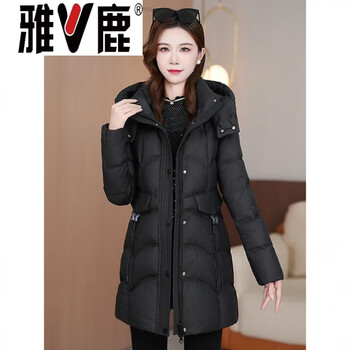 Yalu 90 white duck down mid-length down jacket feminine winter 2026 new slimming warm mother jacket women black black m