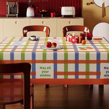 From now on, ping'an xile imitation linen tablecloth is light luxury, high-end waterproof and oil-proof, household tea table protective pad and dining table mat z01 xiangshi orange, square 120*120cm, suitable for 0.6~0.8m square table/round table