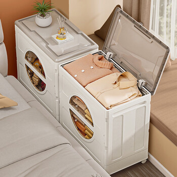 Fantasy clothes storage box home large capacity extra large clothes quilt flip cover organizing box folding wheeled toy storage box transparent tea gray extra large foldable/free universal pulley