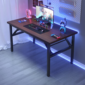 Fanpeng foldable computer desk desktop gaming table home office desk bedroom writing desk simple study desk juhui black walnut color 80*40*75cm