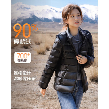 Demana luxurious and warm 90 goose down winter glossy hooded collar quilted line warm women's down jacket