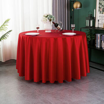 Fantasy high-end tablecloth solid color satin wedding event conference red tablecloth round table high-end dining table red 101227 round 3.2 meter tablecloth
