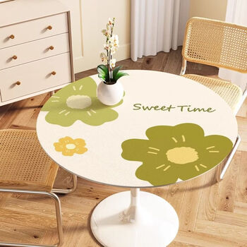 Fantasy round table mat, no-wash coffee table mat, tablecloth, round table tabletop mat, small round tablecloth, new style, shishi jixiang, thickened leather, 60cm diameter round