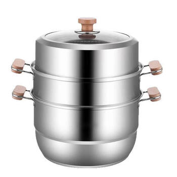 Tuojin japan imported quality 304 stainless steel double layer three layer multi-layer soup steamer steamed buns steamed buns large capacity soup pot double layer - 28cm