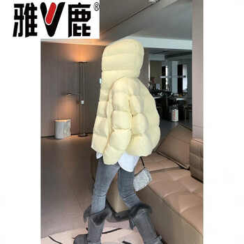 Yalu yunduo puff high-end 90 white goose down down jacket women's short hooded 2026 winter new bakery jacket goose yellow goose down jacket 95% white goose down women's new small down jacket s small down jacket