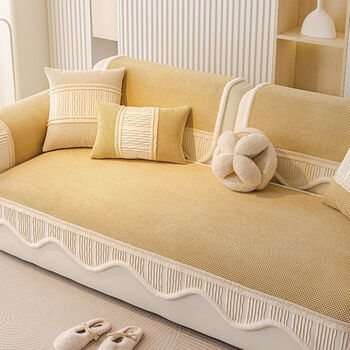 Fantasy four seasons universal fixed anti-slip cushion high-end winter sofa cushion 2025 new leather sofa sofa cover cloth ml aishang special shaped top coffee color 90x90cm (1 piece)