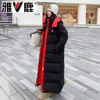 Yalu white duck down jacket women's extra long ankle-to-ankle 2026 winter new style handsome thickened warm jacket black black s 90-105 jin