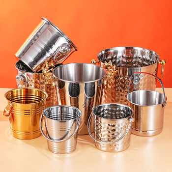 Fantasy golden ice bucket ice cube bucket bar champagne bucket red wine beer ice cube snack bucket true color 12cm portable + snack bucket (0.8l)