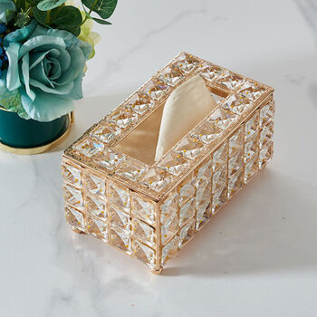 European light luxury crystal toilet paper box tray set living room coffee table dining table tissue box vase decorative pendant crystal tissue box