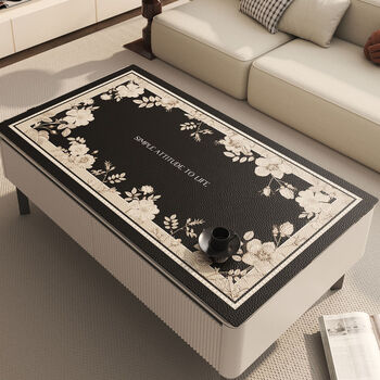 Fantasy coffee table mat tablecloth waterproof and oil-proof no-wash anti-scalding leather dining table mat high-end living room rectangular tablecloth handa fenghua pebbled leather 60x100cm oil-proof and stain-resistant