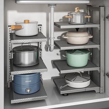 Bahainiao kitchen rack pot rack cabinet built-in layered rack for pot storage under the sink multi-functional