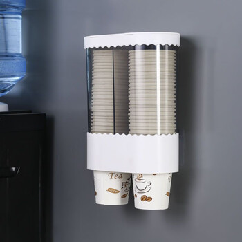 Yusenyi disposable cup holder automatic cup taker paper cup holder wall-mounted water dispenser water cup rack storage desktop double barrel white no specifications