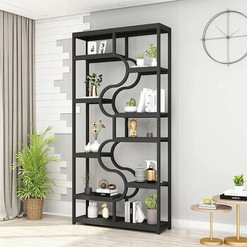 Fantasy office screen partition shelf iron floor flower stand decorative rack dining room living room entrance display rack bookshelf customized style 3
