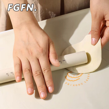 Fgfn food-grade silicone rolling pin with scale, non-stick rolling pin, household baking and dumpling wrapper artifact, solid weighted 1 pack, food-grade silicone milk white - silicone rolling pin