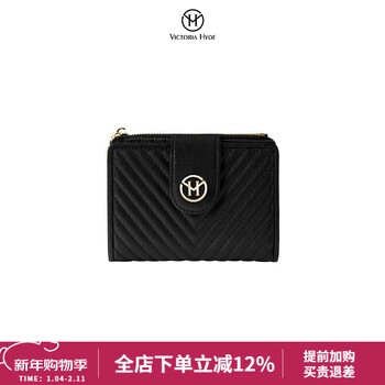 Victoria hydevictoria.hyde wallet women's 2024 new card holder integrated high-end leather short coin purse black