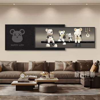 Yusen yixiong violent trend superimposed decorative painting feeling luxurious and atmospheric sofa background living room hanging painting high-end mural wall g9430 trendy toy doll b 30 users choose full texture artistic canvas - thickened aluminum alloy frame versatile black frame 6-(180x76 large)-(180x60 small