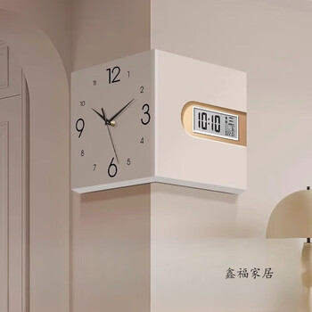 Living room corner clock painting 2026 new corner electronic clock hanging painting high-end perpetual calendar double-sided wall clock a single-sided pointer single-sided perpetual calendar battery without light 40*40/16 inch + black pointer + corner painting