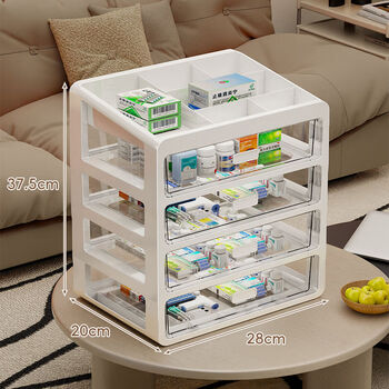 Yong huan drawer transparent large first aid medication storage box transparent white large 5-layer