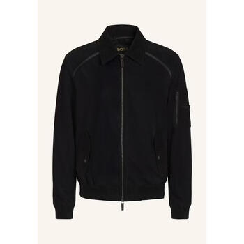 Boss men's jacket warm and windproof black leather daily commuting jacket casual black one size |48