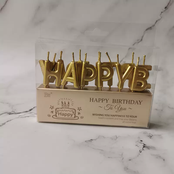 Yusenyi happy birthday english alphabet candle tuhao gold plated number cake party decoration alphabet candle 10pcs gold happy10 box
